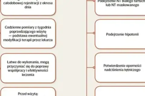 Schemat przedstawia wskazania do stosowania **lapixen na co**: podejrzenie NT, hipotonię, oporność na nadciśnienie.