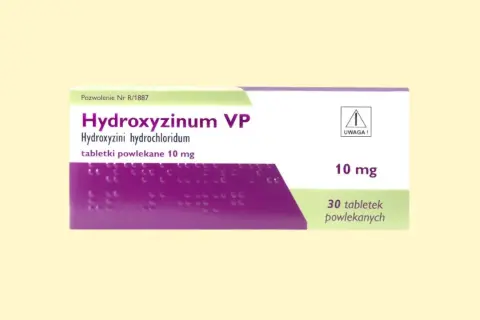 Opakowanie leku Hydroxyzinum VP 10 mg, 30 tabletek powlekanych.
