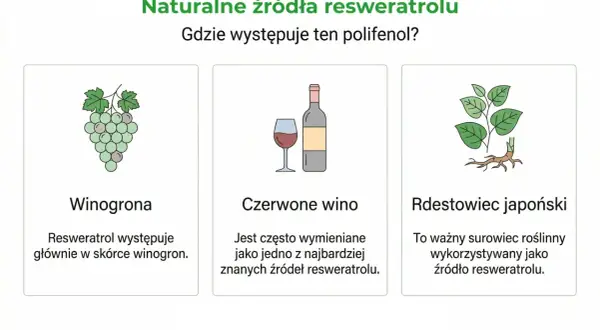 Winogrona, czerwone wino i rdestowiec japoński to naturalne źródła resweratrolu. Resweratrol na co? Warto poznać jego pochodzenie.